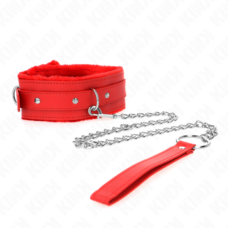 Kink - Collare Con Guinzaglio 65 Cm Con Restrizioni Rosso 36-42 Cm X 55 Cm - KINK COLLAR & GAG - Collari e Guinzagli | erosidea.com