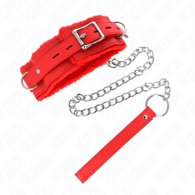 Kink - Collare Con Guinzaglio 65 Cm Con Restrizioni Rosso 36-42 Cm X 55 Cm - KINK COLLAR & GAG - Collari e Guinzagli | erosidea.com