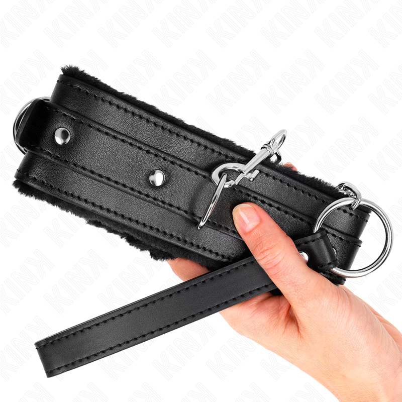 Kink - Collare Con Guinzaglio 65 Cm Con Restrizioni Nero 36-42 Cm X 55 Cm - KINK COLLAR & GAG - Collari e Guinzagli | erosidea.com