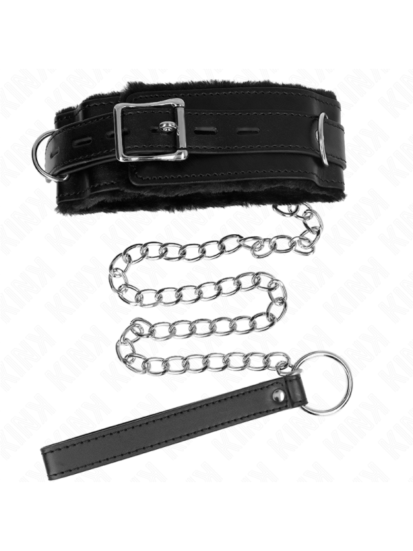 Kink - Collare Con Guinzaglio 65 Cm Con Restrizioni Nero 36-42 Cm X 55 Cm - KINK COLLAR & GAG - Collari e Guinzagli | erosidea.com