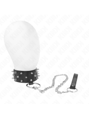 Kink - Collana Con Guinzaglio 65 Cm Con Borchie In Argento Modello 5 Regolabile 36-43 Cm X 5 Cm - KINK COLLAR & GAG - Collari e Guinzagli | erosidea.com