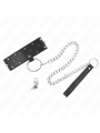 Kink - Collana Con Guinzaglio 65 Cm Con Borchie In Argento Modello 5 Regolabile 36-43 Cm X 5 Cm - KINK COLLAR & GAG - Collari e Guinzagli | erosidea.com