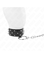 Kink - Collana Con Guinzaglio 65 Cm Con Borchie In Argento Modello 5 Regolabile 36-43 Cm X 5 Cm - KINK COLLAR & GAG - Collari e Guinzagli | erosidea.com