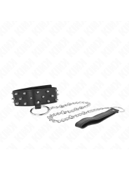 Kink - Collana Con Guinzaglio 65 Cm Con Borchie In Argento Modello 5 Regolabile 36-43 Cm X 5 Cm - KINK COLLAR & GAG - Collari e Guinzagli | erosidea.com