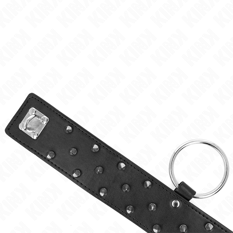 Kink - Collana Con Guinzaglio 65 Cm Con Borchie In Argento Modello 5 Regolabile 36-43 Cm X 5 Cm - KINK COLLAR & GAG - Collari e Guinzagli | erosidea.com