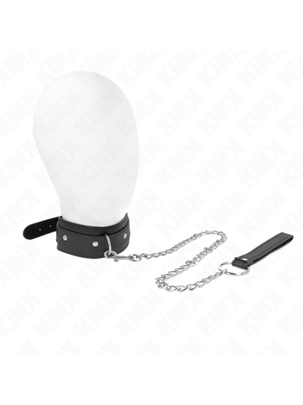 Kink - Collana Con Guinzaglio 65 Cm 1 Anello Regolabile 38-49 Cm X 5 Cm - KINK COLLAR & GAG - Collari e Guinzagli | erosidea.com