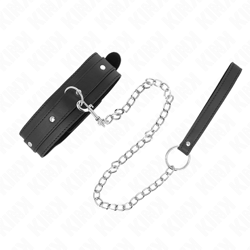 Kink - Collana Con Guinzaglio 65 Cm 1 Anello Regolabile 38-49 Cm X 5 Cm - KINK COLLAR & GAG - Collari e Guinzagli | erosidea.com