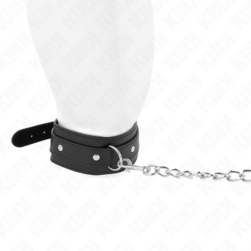 Kink - Collana Con Guinzaglio 65 Cm 1 Anello Regolabile 38-49 Cm X 5 Cm - KINK COLLAR & GAG - Collari e Guinzagli | erosidea.com
