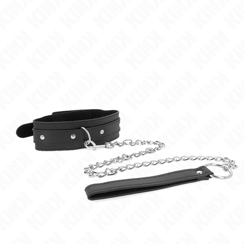 Kink - Collana Con Guinzaglio 65 Cm 1 Anello Regolabile 38-49 Cm X 5 Cm - KINK COLLAR & GAG - Collari e Guinzagli | erosidea.com