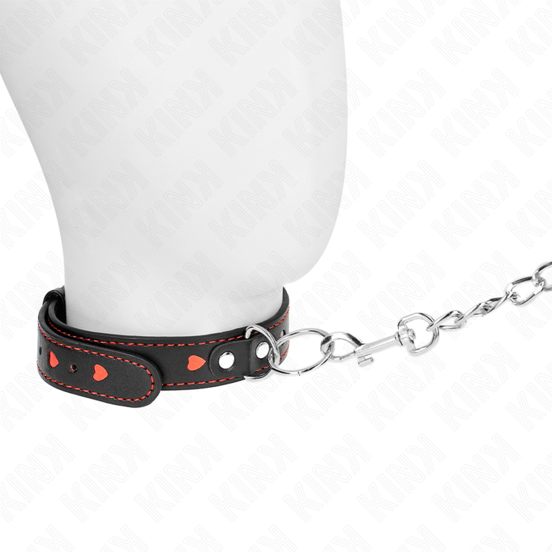 Kink - Collana Con Cinturino 65 Cm Dettagli Cuore 525 X 25 Cm - KINK COLLAR & GAG - Bondage | erosidea.com