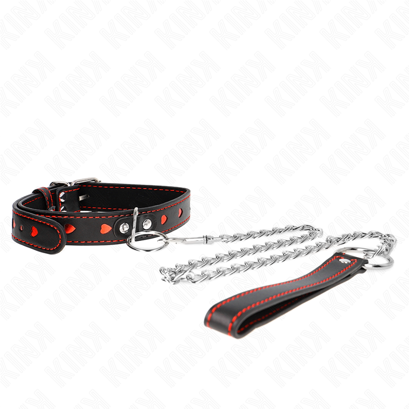 Kink - Collana Con Cinturino 65 Cm Dettagli Cuore 525 X 25 Cm - KINK COLLAR & GAG - Bondage | erosidea.com