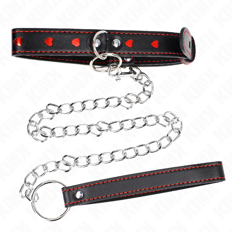 Kink - Collana Con Cinturino 65 Cm Dettagli Cuore 525 X 25 Cm - KINK COLLAR & GAG - Bondage | erosidea.com