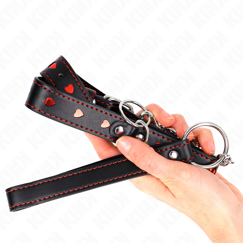 Kink - Collana Con Cinturino 65 Cm Dettagli Cuore 525 X 25 Cm - KINK COLLAR & GAG - Bondage | erosidea.com