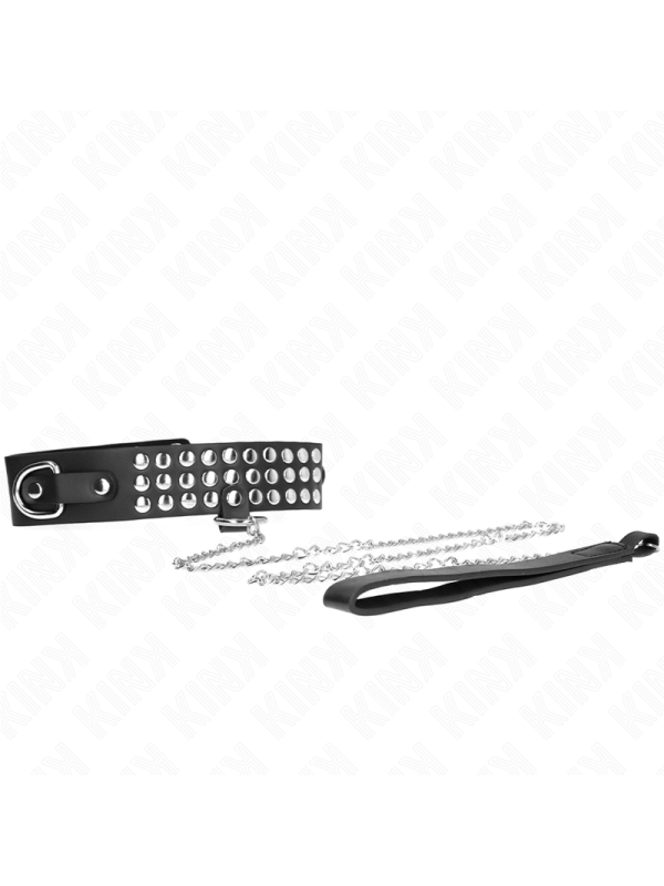 Kink - Collana Con Cinturino 65 Cm Con Lucidi Regolabile 37-42 Cm X 53 Cm - KINK COLLAR & GAG - Bondage | erosidea.com