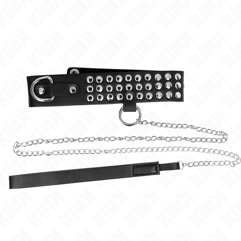 Kink - Collana Con Cinturino 65 Cm Con Lucidi Regolabile 37-42 Cm X 53 Cm - KINK COLLAR & GAG - Bondage | erosidea.com