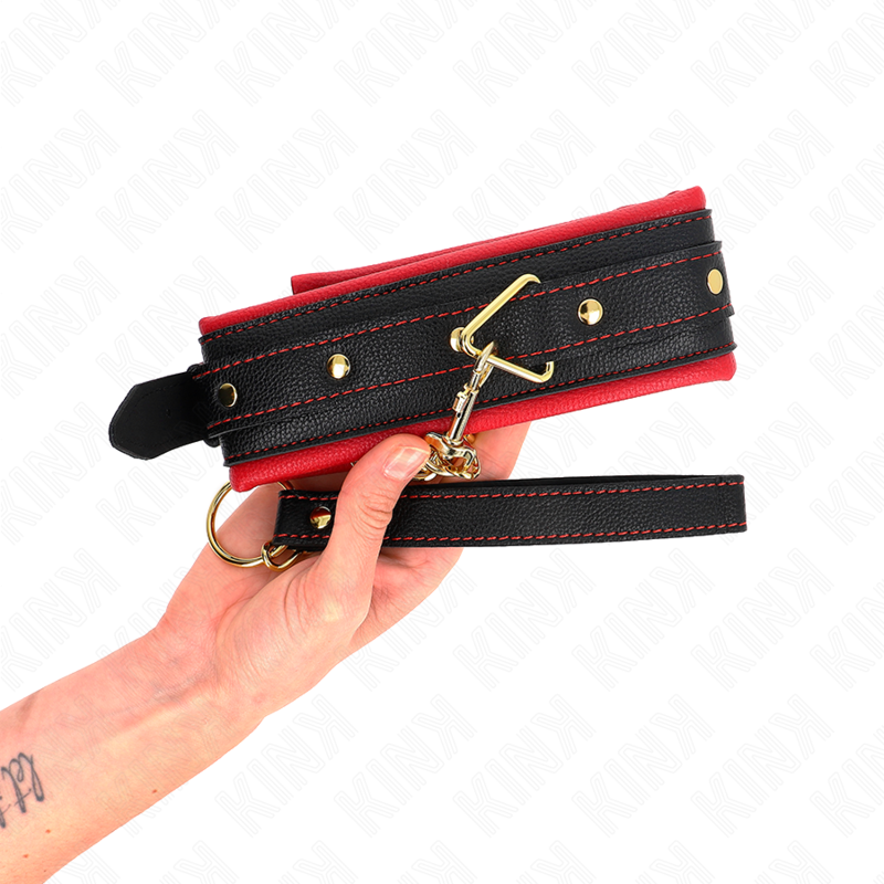 Kink - Collare Con Guinzaglio In Tessuto Tinto Regolabile 33-48 Cm X 57 Cm - KINK COLLAR & GAG - Collari e Guinzagli | erosidea.com
