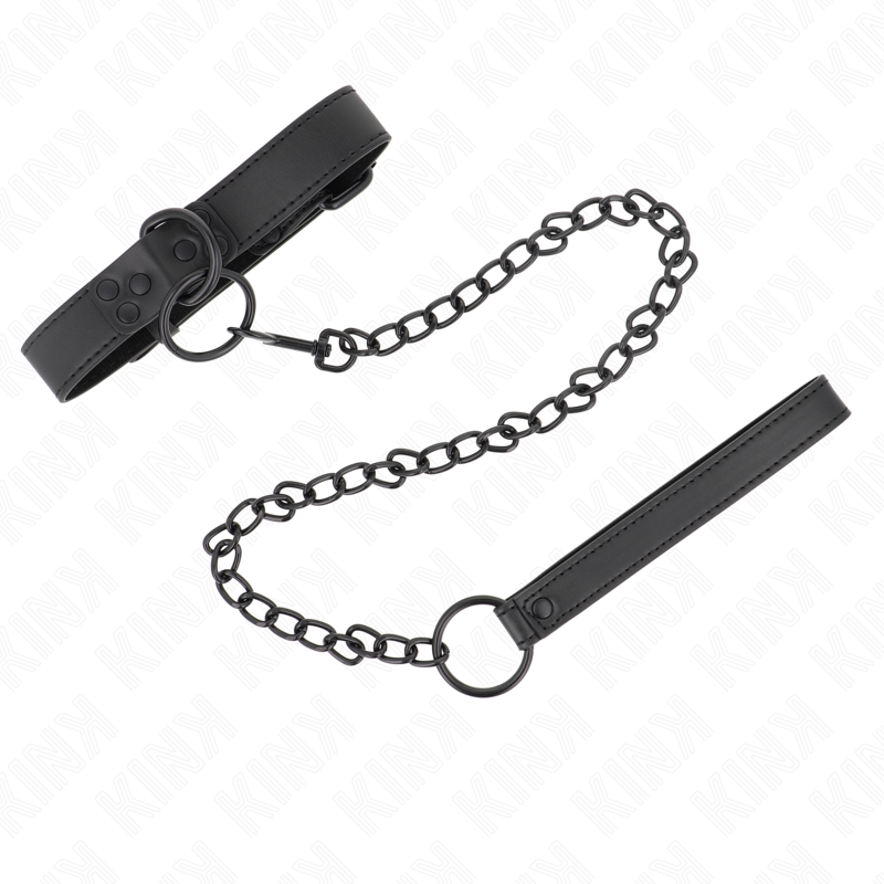 Kink - Collare Con Guinzaglio Scuro 65 Cm Regolabile 37-54 Cm X 3 Cm - KINK COLLAR & GAG - Collari e Guinzagli | erosidea.com