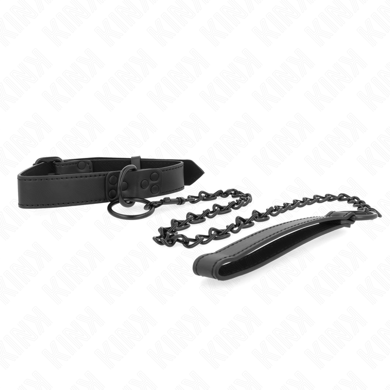 Kink - Collare Con Guinzaglio Scuro 65 Cm Regolabile 37-54 Cm X 3 Cm - KINK COLLAR & GAG - Collari e Guinzagli | erosidea.com