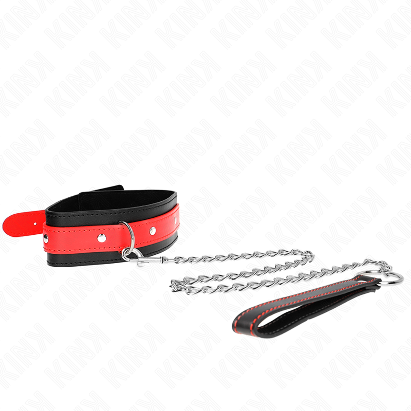 Kink - Collana Con Cinturino Rosso 65 Cm Regolabile 36-43 Cm X 5 Cm - KINK COLLAR & GAG - Bondage | erosidea.com
