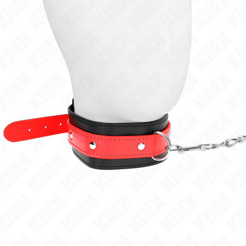 Kink - Collana Con Cinturino Rosso 65 Cm Regolabile 36-43 Cm X 5 Cm - KINK COLLAR & GAG - Bondage | erosidea.com
