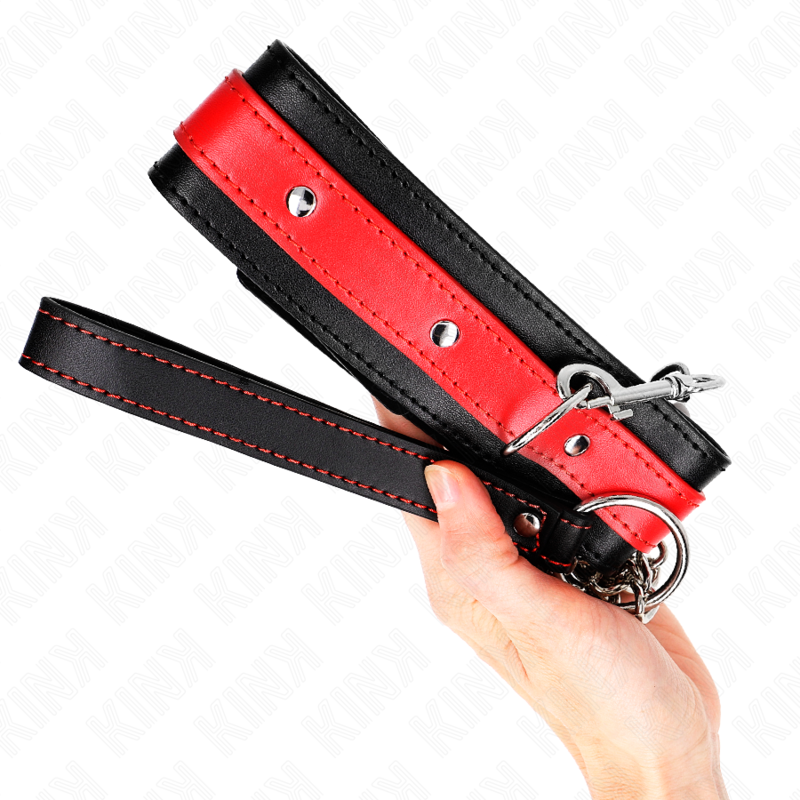 Kink - Collana Con Cinturino Rosso 65 Cm Regolabile 36-43 Cm X 5 Cm - KINK COLLAR & GAG - Bondage | erosidea.com