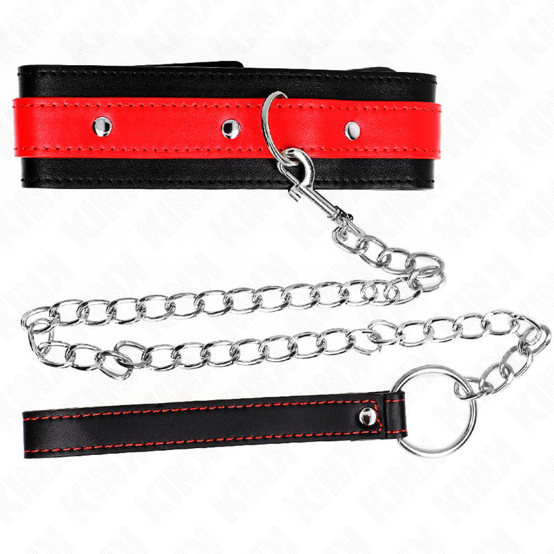 Kink - Collana Con Cinturino Rosso 65 Cm Regolabile 36-43 Cm X 5 Cm - KINK COLLAR & GAG - Bondage | erosidea.com