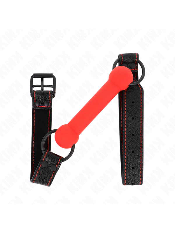 Kink - Bone Gag Con Cinturino In Similpelle Rosso Regolabile 41-57 Cm - KINK COLLAR & GAG - Ball Gag e Bavagli | erosidea.com