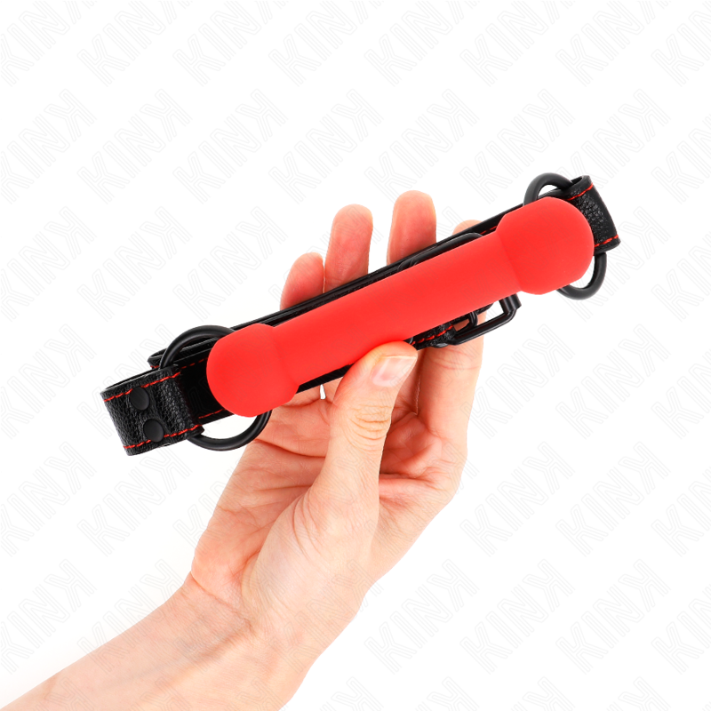 Kink - Bone Gag Con Cinturino In Similpelle Rosso Regolabile 41-57 Cm - KINK COLLAR & GAG - Ball Gag e Bavagli | erosidea.com