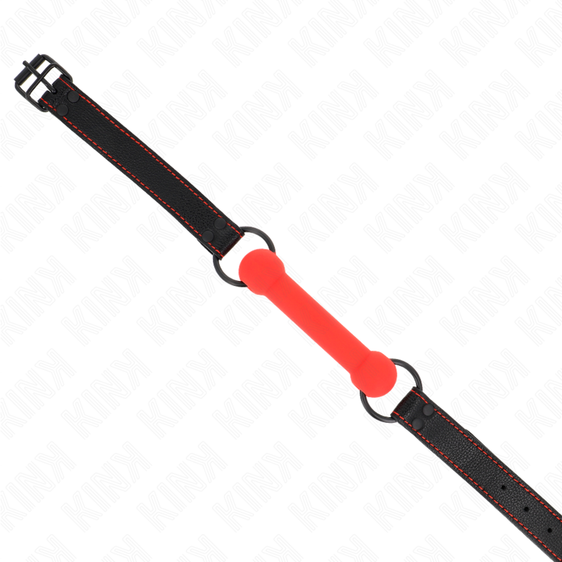 Kink - Bone Gag Con Cinturino In Similpelle Rosso Regolabile 41-57 Cm - KINK COLLAR & GAG - Ball Gag e Bavagli | erosidea.com