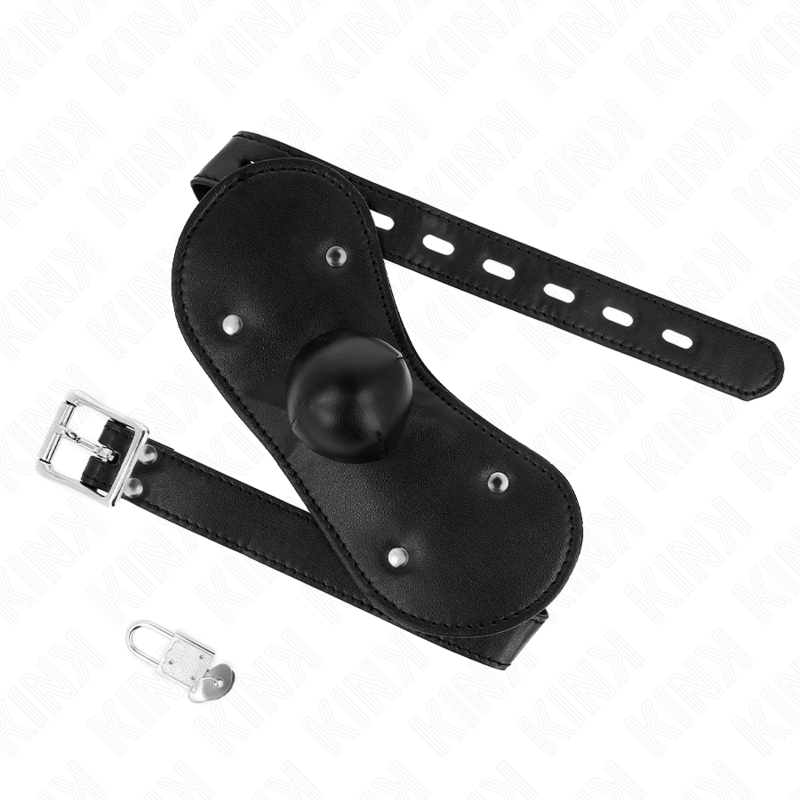Kink - Maschera Bocca Ball Gag Con Serratura Regolabile 42-60 Cm - KINK COLLAR & GAG - Ball Gag e Bavagli | erosidea.com