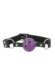 Kink - Palla Traspirante Bavaglio 4 Cm Con Doppio Rivetto Viola 625 X 25 Cm Regolabile 42-58 Cm - KINK COLLAR & GAG - Ball Gag e Bavagli | erosidea.com