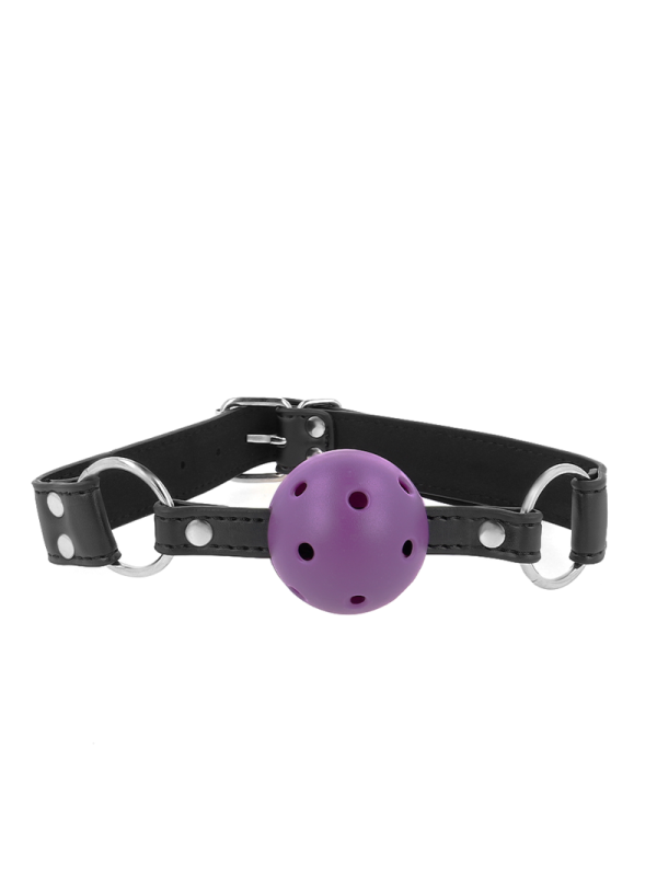 Kink - Palla Traspirante Bavaglio 4 Cm Con Doppio Rivetto Viola 625 X 25 Cm Regolabile 42-58 Cm - KINK COLLAR & GAG - Ball Gag e Bavagli | erosidea.com
