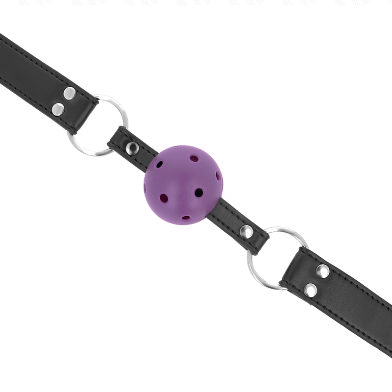 Kink - Palla Traspirante Bavaglio 4 Cm Con Doppio Rivetto Viola 625 X 25 Cm Regolabile 42-58 Cm - KINK COLLAR & GAG - Ball Gag e Bavagli | erosidea.com