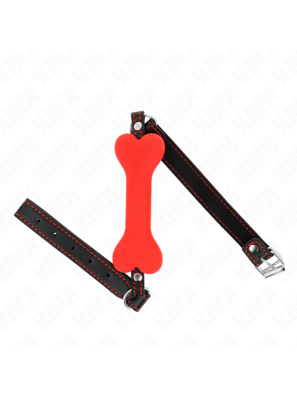 Kink - Osso Rosso 12 Cm Bavaglio 63 X 2 Cm - KINK COLLAR & GAG - Ball Gag e Bavagli | erosidea.com