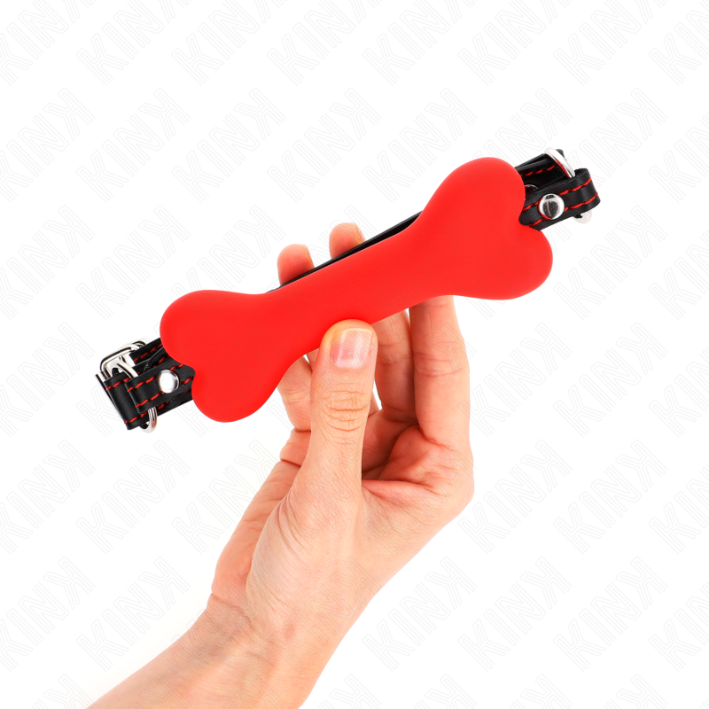 Kink - Osso Rosso 12 Cm Bavaglio 63 X 2 Cm - KINK COLLAR & GAG - Ball Gag e Bavagli | erosidea.com