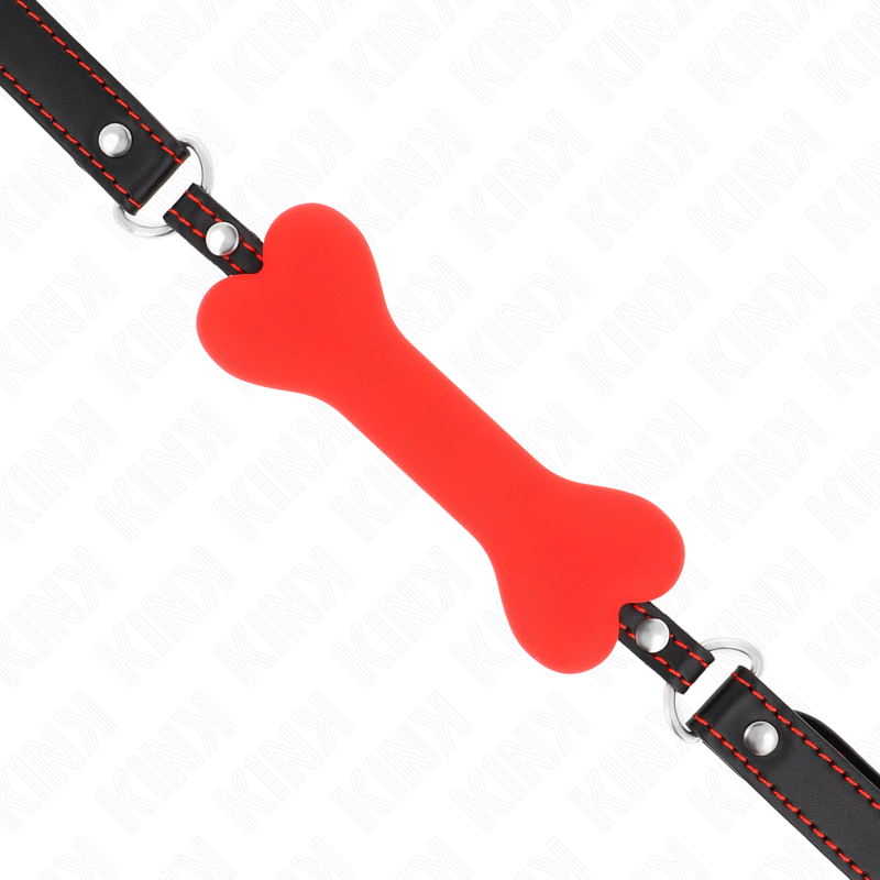 Kink - Osso Rosso 12 Cm Bavaglio 63 X 2 Cm - KINK COLLAR & GAG - Ball Gag e Bavagli | erosidea.com