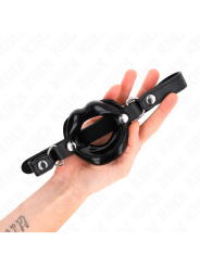 Kink - Bavaglio Lip 8 Cm Con Cinturino In Similpelle Nera 63 X 2 Cm Regolabile 39-58 Cm - KINK COLLAR & GAG - Ball Gag e Bavagli | erosidea.com