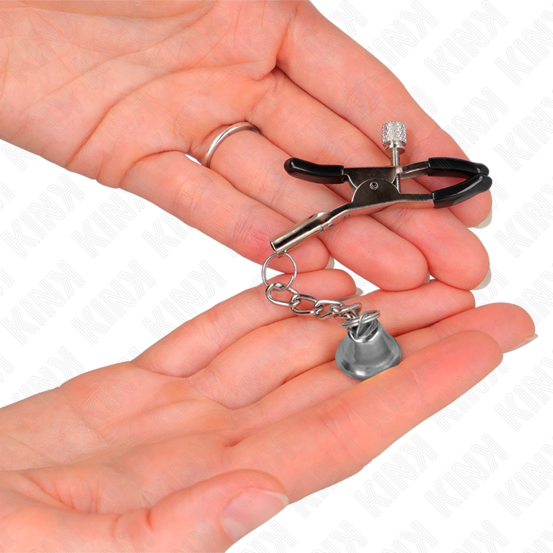 Kink - Morsetti Per Capezzoli Con Ciondolo Campanella In Argento 6 Cm - KINK NIPPLE GRIP - Pinzette Capezzoli | erosidea.com