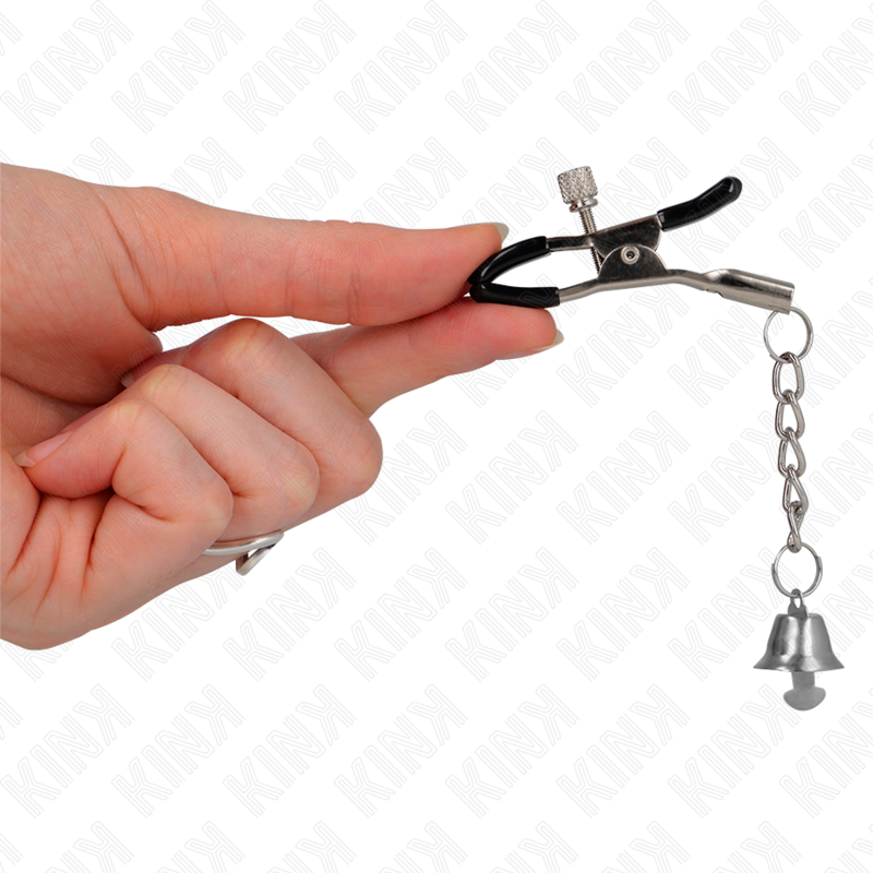 Kink - Morsetti Per Capezzoli Con Ciondolo Campanella In Argento 6 Cm - KINK NIPPLE GRIP - Pinzette Capezzoli | erosidea.com