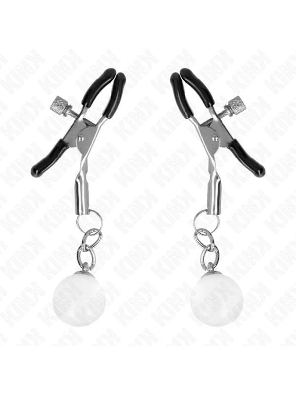 Kink - Morsetti Per Capezzoli Perline Di Vetro Argento 6 Cm - KINK NIPPLE GRIP - Pinzette Capezzoli | erosidea.com