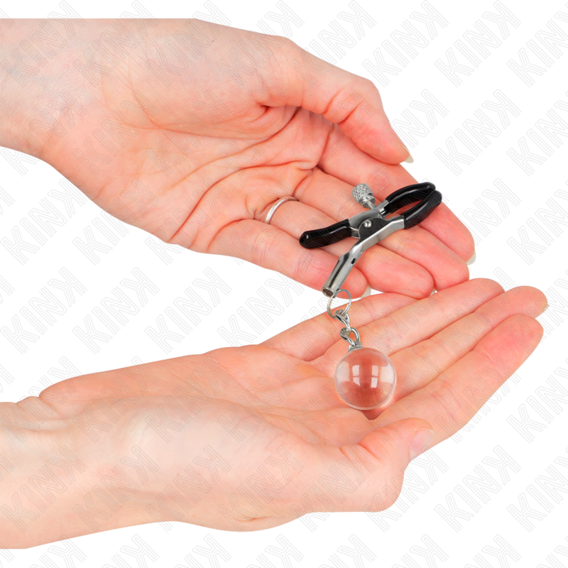 Kink - Morsetti Per Capezzoli Perline Di Vetro Argento 6 Cm - KINK NIPPLE GRIP - Pinzette Capezzoli | erosidea.com