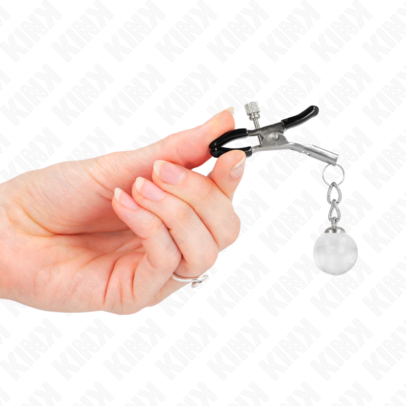 Kink - Morsetti Per Capezzoli Perline Di Vetro Argento 6 Cm - KINK NIPPLE GRIP - Pinzette Capezzoli | erosidea.com