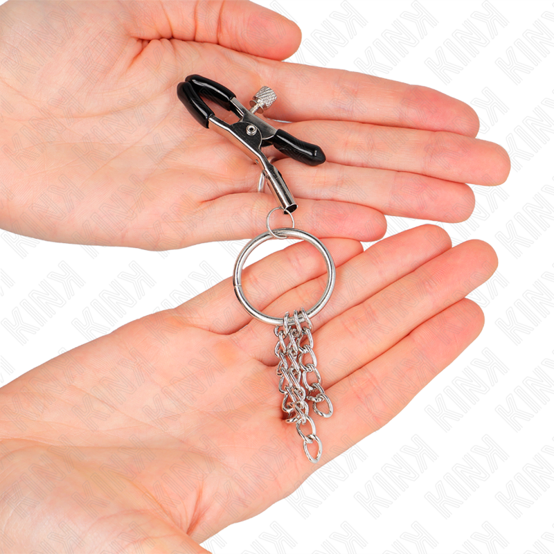 Kink - Morsetto Per Capezzolo O Ring E Catenella Argento 6 Cm - KINK NIPPLE GRIP - Bondage | erosidea.com