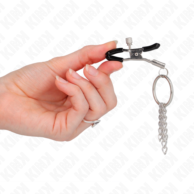 Kink - Morsetto Per Capezzolo O Ring E Catenella Argento 6 Cm - KINK NIPPLE GRIP - Bondage | erosidea.com