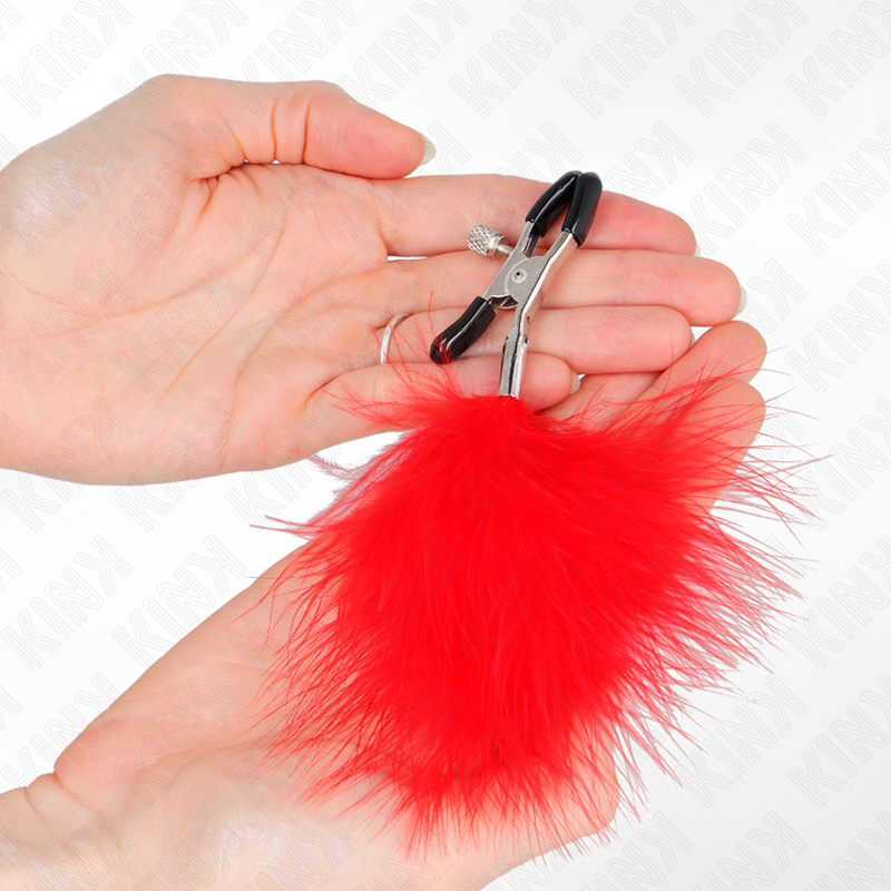 Kink - Pinza Per Capezzoli Piuma Rosso 7 Cm - KINK NIPPLE GRIP - Pinzette Capezzoli | erosidea.com