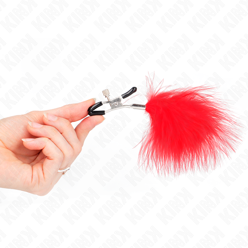 Kink - Pinza Per Capezzoli Piuma Rosso 7 Cm - KINK NIPPLE GRIP - Pinzette Capezzoli | erosidea.com