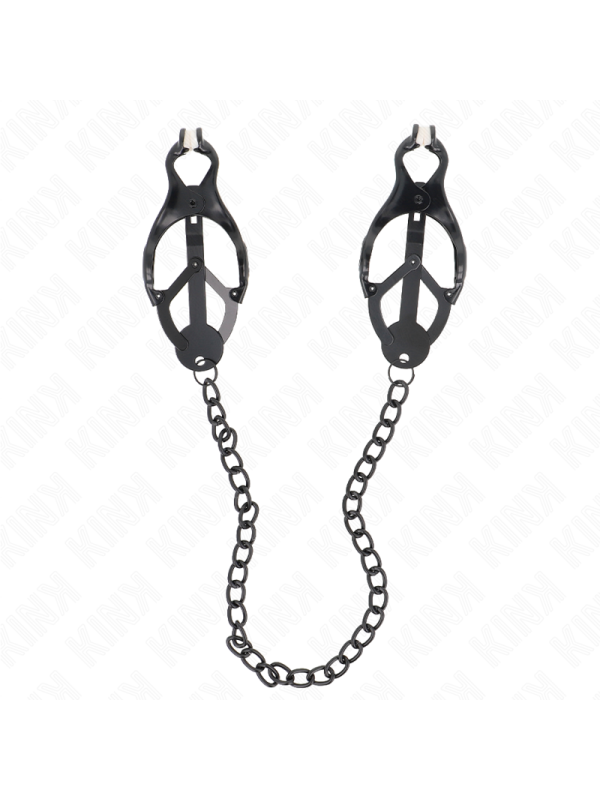 Kink - Pinze Per Capezzoli Trifoglio Giapponese Con Catena Nera 30 Cm - KINK NIPPLE GRIP - Pinzette Capezzoli | erosidea.com