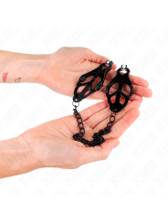 Kink - Pinze Per Capezzoli Trifoglio Giapponese Con Catena Nera 30 Cm - KINK NIPPLE GRIP - Pinzette Capezzoli | erosidea.com