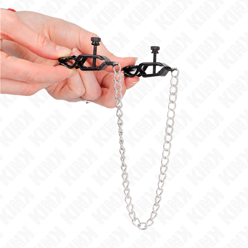 Kink Morsetti Per Capezzoli A Catena Piatta Argento 30 Cm - KINK NIPPLE GRIP - Pinzette Capezzoli | erosidea.com