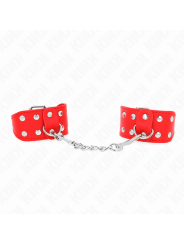 Kink - Bracciali Con Doppia Linea Di Borchie Regolabili Rosso - KINK WRIST RESTRAINT - Bondage | erosidea.com